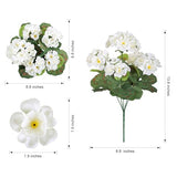 Fake Geraniums Artificial Flowers for Outdoors Outside, 6 Bundles White Silk Geraniums Fake Flowers Plants Realistic UV Resistant Faux Flowers for Outdoor Planters Garden Balcony Yard Porch Indoor