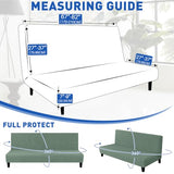 MAXIJIN Stretch Armless Futon Cover Full Size Sofa Bed Covers (67"-82") | Stretch Futon Couch Slipcovers Furniture Protector with Elastic Band,Washable Jacquard Fabric Small Checks, Pea Green