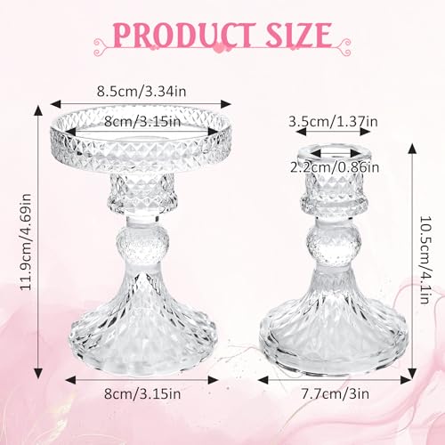 Unity Candle Holder - Glass Candle Holders for Pillar Candles Taper Candles, Glass Candlestick Holders Set of 3, Decorative Clear Glass Candlestick Holder for Wedding Table Dinning Church Centerpiece
