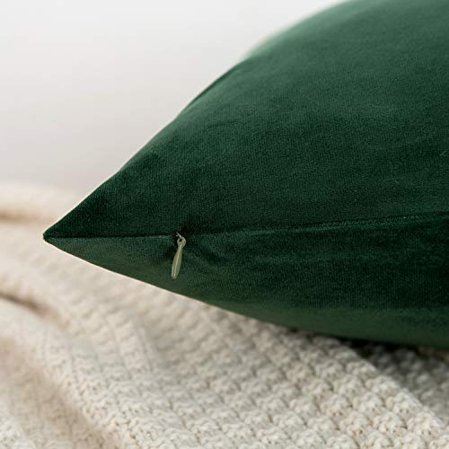 RainRoad Dark Green Decorative Throw Pillow Covers Cushion Cover Pillow Case for Sofa Couch Bed Chair,Soft Square Dark Green Throw Pillows 18x18 Inch,Set of 2