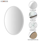 KOHROS 17.8x23.6 Oval Frameless Bathroom Vanity Mirror | 0.7-Inch Beveled Edge