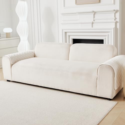 Deep Dream Armrest Covers, Sectional Couch Covers, Sofa Cover, Backrest Covers, Anti-Slip Armchair Slipcovers for Dogs Cats Pet Loveseat Recliner Leather L Shaped(White, 28"x 28")