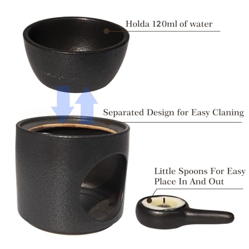 | Wax Burner | Tealight Warmer Ceramic | Wax Melt Candle Melter| Duftlampe | Scented Oil Diffuser with Tealight | Size H*11cm ø10cm with Removable Bowl & Tealight Holder | Matt Painting