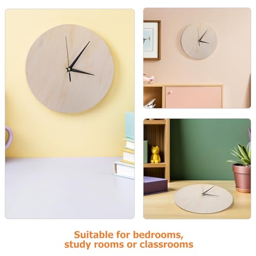 KESYOO 2pcs Wooden Clock Face Blank - 11 Inch Round DIY Clock Dial Plate with Pointer for Painting Crafts Classroom Projects Home Decor