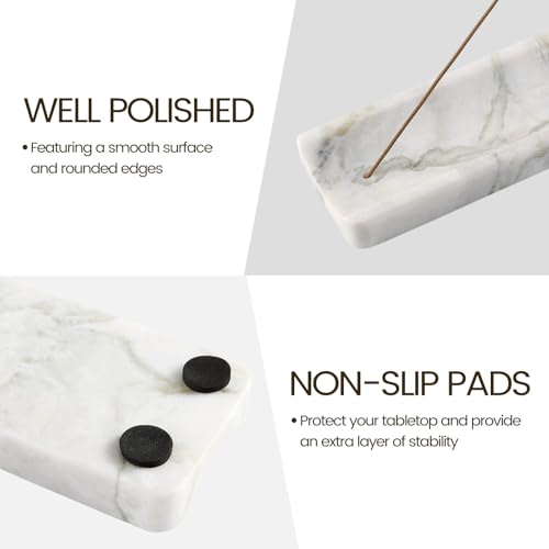Koville Marble Incense Holder, Incense Holder for Sticks, Incense Sticks Holder Ash Catcher for Meditation Yoga SPA, Natural Stone Incense Burner, Home Table Decor (Bianco Palomino)
