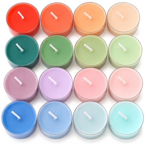 16 Colors Colored Scented Tealight Candles - Natural Soy Wax Candles with Essential Oils, Home Decor and Aromatherapy, Perfect for Home Use and Gifting (Color Series)