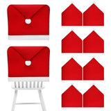 SEWACC 10pcs Christmas Chair Covers, Santa Claus Hat Chair Back Covers, Red Non-Woven Fabric Slipcovers for Christmas Holiday Party Decorations