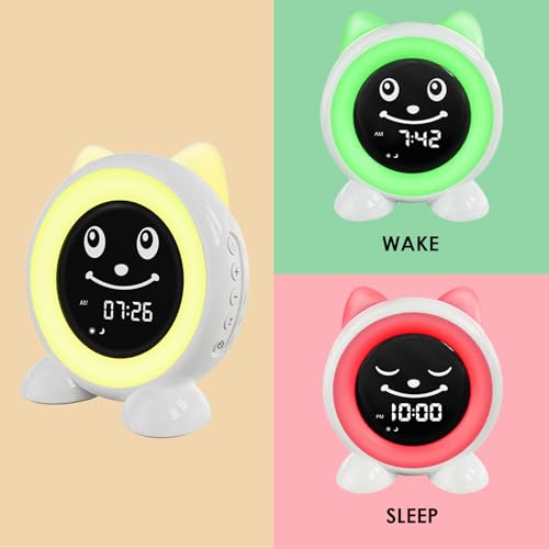 Toddlers Sleep Training Clock, Ok to Wake Clock with Red Green Light,Emoji,Nap Timer, Gift Idea for Toddler Girls Boys