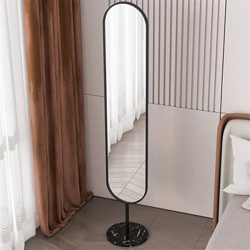 Decorative Floor-to-Ceiling Mirror for Home Bedroom Narrow-Edge Three-Dimensional Dressing Modern Simple Full-Length with Storage for Living Room(Black)