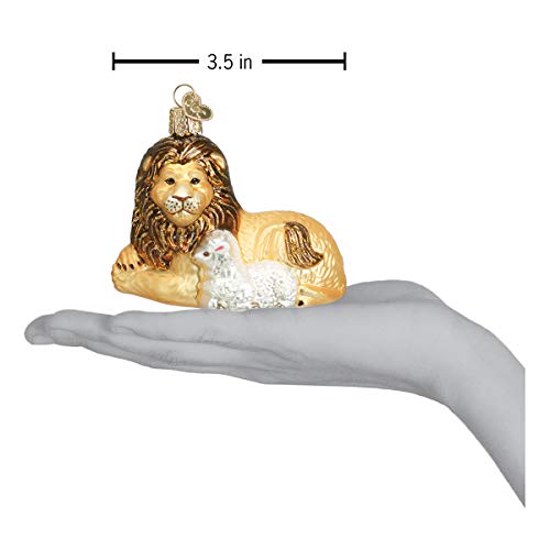 Old World Christmas Spiritual Gifts Lion and Lamb Glass Blown Ornament for Christmas Tree, Handcrafted Holiday Decoration, Religion Collection