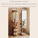 360° Rotatable Full-Length Solid Wood Mirror with Coat Rack | 2-in-1 Floor Standing Makeup & Dressing Mirror for Bedroom, Living Room, Entryway & Cloakroom Storage