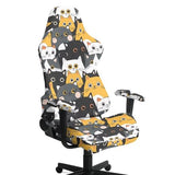 Cartoon Cat Print Gaming Chair Cover with Armrest Covers Stretch Anti Dust Furniture Protector Washable Breathable Gamer Chair Slipcover