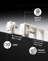 Mimiio No Drill Curtain Rod Brackets for Outside-Mount Blinds, Tool-Free Over-Blind Curtain Rod Holders, Fits 1-2" Rectangular Headrails, No Wall Damage, Renter Friendly Window Hardware, 4 Pack, White