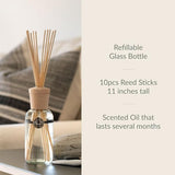 Archipelago Botanicals Bergamot Tobacco Reed Diffuser, Home Fragrance Reed Diffuser, Includes Fragrance Oil, Decorative Wooden Cap & 10 Diffuser Reeds, Perfect for Home, Office or Gift, 7.85 fl oz