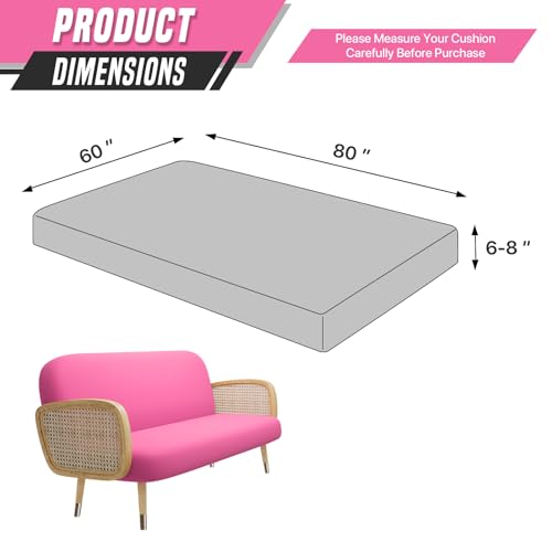 Queen Size Futon Cover, Armless Stretch Futon Cover, Sofa Slipcover Furniture Protector for Kids, Pets, Machine Washable Zippered Futon Couch Covers, Deep Pink