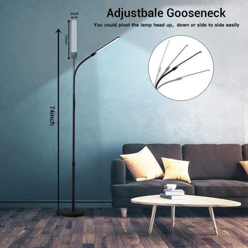 Led Floor Lamp,Modern Reading Adjustable Standing Height 4 Colors and Stepless Brightness Work Lamp for Living Room Bedroom Reading, Black