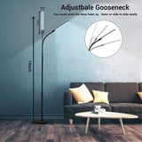 Led Floor Lamp,Modern Reading Adjustable Standing Height 4 Colors and Stepless Brightness Work Lamp for Living Room Bedroom Reading, Black
