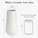 White Ceramic Vase, GUKJOB Small Cute Flower Vase for Pampas Grass, Home, Living Room, Dining Table, Farmhouse, Office Decor, Bedroom, Table, and Kitchen Shelf (White)