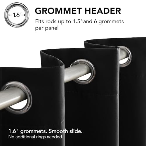 Deconovo Blackout Curtains for Bedroom, Thermal Insulated Room Darkening Grommet Window Drapes, Black, 42W x 63L Inch, Pack of 2 for Living Room & Nursery Privacy Panels