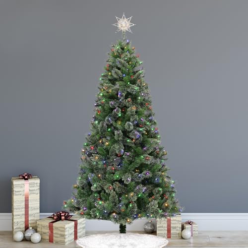 Philips 11.25" Silver Star Treetopper with Iridescent Tinsel - 3 Light Functions with Control Box and Coil - 10 Bicolor Microdot LEDs - 72" Lead-in