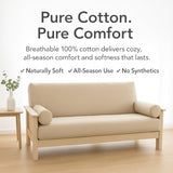 National Allergy 100% Cotton Zippered Futon Cover Full Size - Natural White - Machine Washable Futon Mattress Cover with Zipper, Durable Armless Sofa Bed Covering (54x75)