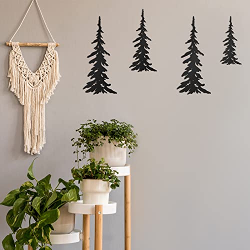 Moxweyeni 6 Pcs Black Metal Wall Decor-deer Bear Pine Tree Forest Rustic Wall Decor for Bedroom Kitchen Living Room Dining Room(Black)