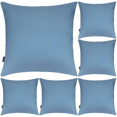 6 Pack Decorative 100% Cotton Pillow Covers Square Cushion Cover Solid DIY Throw Pillowcase for Home Bed Sofa Halloween Christmas,Blue Grey,6 Pack-18" x 18"/45x45cm