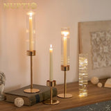 NUPTIO Hurricane Candle Holder for Centerpiece, Set of 6 Candlestick Holder