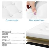 Bsketa Storage Ottoman Bench,17 Inch Folding Leather Foot Rest Stool, White