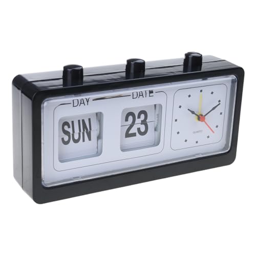 Vintage Retro Alarm Clock, Classic Calendar Desk, Abs Battery Operated Bedside for Home & Office