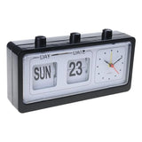 Vintage Retro Alarm Clock, Classic Calendar Desk, Abs Battery Operated Bedside for Home & Office