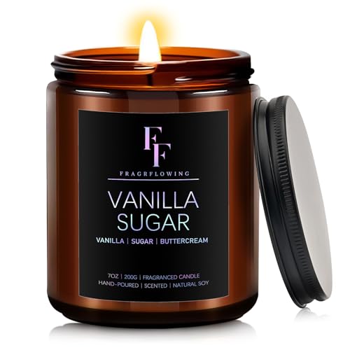Vanilla Sugar Scented Candle for Home, Soy Wax, 7 oz
