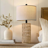 22.5" Boho Table Lamps Set of 2 for Living Room, Bedside Lamp for Nightstands, Rattan Lamp for Bedroom, Farmhouse Table Lamp for Room Decor, End Table, Retro, Brown（Not Include Bulbs）