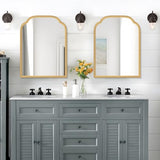 Ferytange 18X24 Inch Gold Mirror for Wall with Metal Frame Rectangular Rounded Bathroom Vanity Mirror Anti-Rust, Hangs (Gold 18" x 24")