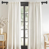 VOIIY Curtain Rods for Windows 48 to 84 Inch, Black 1 Inch Adjustable Decorative Curtain Rod, Modern Heavy Duty Window Treatment Rods, Single Splicing Metal Drapery Rod for Bedroom, Living Room
