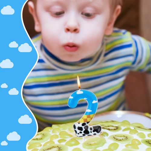 Threlaco Toy Inspire Game Birthday Number Candle for Kids Toy Cartoon Cake Topper Decorations Cartoon Party Supplies for Boy Girl Birthday Celebrations(Number 2)