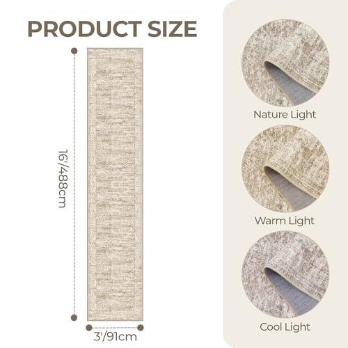 3x16 Runner Rug Non Slip,Washable Hallway Runner Rug,Brown