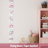 Canvas Kids Growth Chart for Wall, Floral Height Measurement Tracker for Baby Girl, Hanging Ruler with Removable Hook, Nursery Room Playroom Toddler Bedroom Decor, 79”x7.9” Pink
