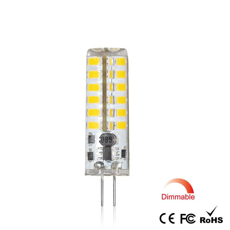 (6-Pack) Dimmable 5-Watt T4 GY6.35 LED Bulb 12-18V AC/DC, 48SMD 2835 LED, Warm White Color (Jc10 Bi-pin 35-40w Replacement) (Warm White .2700K)