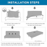 Armless Sofa Bed Cover, Elastic Folding Futon Slipcovers Fitted Full Folding Futon Slipcover with Skirt for Living Room Bedroom(Silver Gray, M)