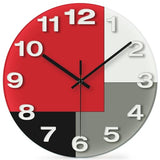 WISKALON Abstract Geometric Glass 12" Wall Clock in White, Grey, Red and Black - Battery Operated, Silent Non Ticking Quartz Clock for Home, Kitchen, Living Room, Bathroom, Bedroom, or Office Decor