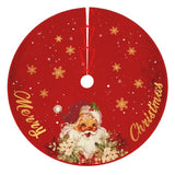 Christmas Tree Skirt Red and Gold Christmas Decorations - Xmas Tree Skirt Mat with Santa Claus Snowflake Pattern for Indoor Outdoor Merry Christmas Holiday Party Decor 48 Inches