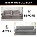 PrinceDeco 3 Pieces Loveseat Slipcover Bundle T Cushion Seat Couch Covers, Dove