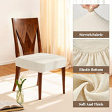 Songrey Waterproof Seat Covers for Dining Chairs Set of 4, No Rear Chair Covers, Stretch Removable Washable Chair Slipcover Protector, Beige