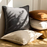 Foindtower Pack of 2, Decorative Linen Soild Throw Pillow Covers Soft Accent Cushion Case Boho Farmhouse Neutral Pillowcase for Couch Sofa Bedroom Living Room Home Decor 20 x 20 Inch Natural Beige