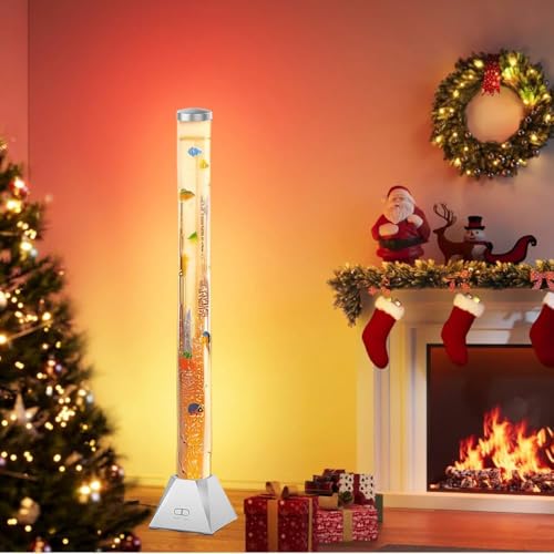 4FT Silver Sensory Bubble Tube Floor Lamp - Simulated Aquarium Relaxing Mood Light for Sensory Rooms, Home, Office | Perfect Christmas, Birthday Gift for Kids, Adults, Autism Therapy