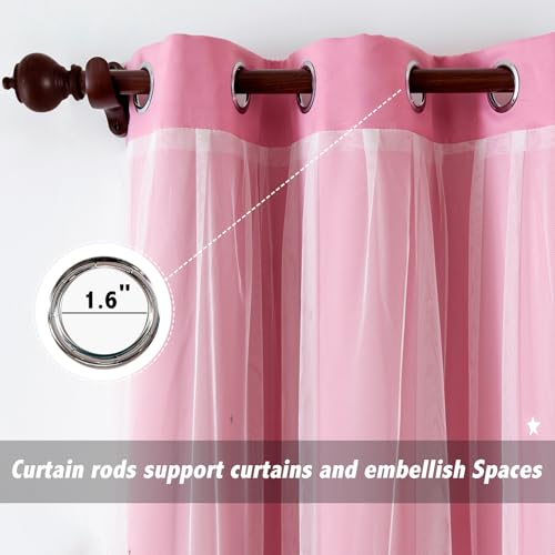 indistar Star Cutout Kids Window Blackout Curtains for Girl Bedroom Window Room Darkening Curtains & Drapes Baby Nursery Curtains (2 Panel,52Wx63L inch,Pink)