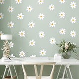 BBTO 6 Sheets Daisy Wall Decal Flower Removable Cute Daisy Bedroom Decor Flower Vinyl Wall Decals Stickers Floral Wallpaper Peel and Stick Nursery Art Bedroom Living Room(Simple Style,White)