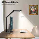 Architect Desk Lamp with Atmosphere Lighting, Adjustable Led Desk Light for Home Office with Base, 24W Bright Auto Dimming Table Light with Rotatable Swing Arm for Workbench Computer