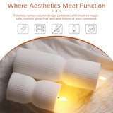 White Ribbed Flameless Pillar Candles with Remote Set of 2
